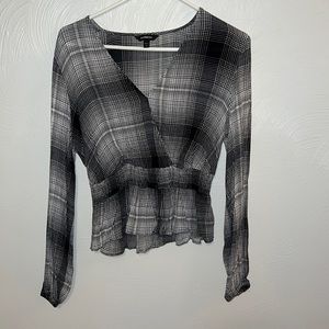 Peplum black and white top